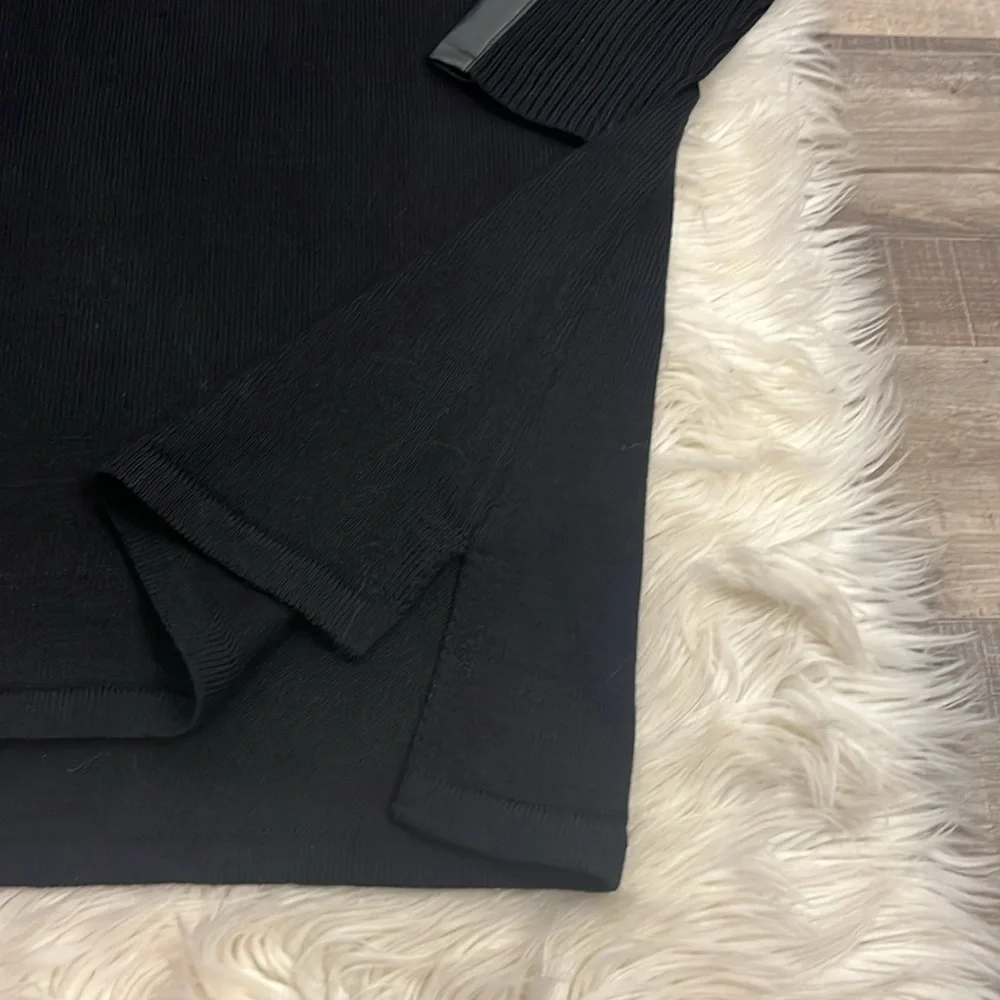 Calvin Klein wool blend tunic sweater with faux leather sleeve detail L - Picture 8 of 9